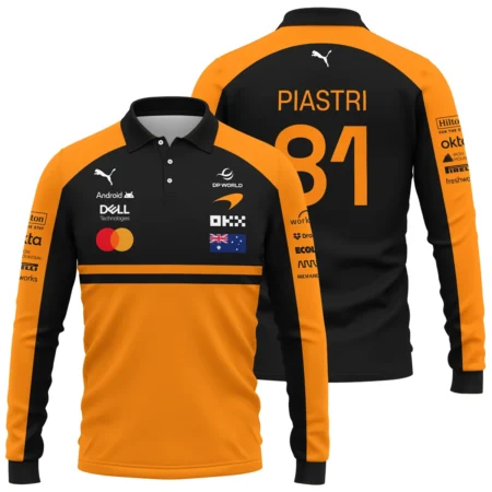 2026 Oscar Piastri McLaren F1 Teamwear Long Polo Shirt BLOP4226A1LPL - Orange
