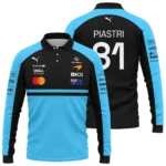 2026 Oscar Piastri McLaren F1 Teamwear Long Polo Shirt BLOP4226A3LPL - Cyan