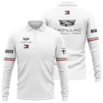 2026 Sergio Perez Cadillac F1 Teamwear Long Polo Shirt BLVACDL9226A3LPL - White