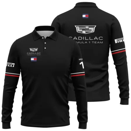 2026 Sergio Perez Cadillac F1 Teamwear Long Polo Shirt BLVACDL9226A4LPL - Black