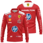 2026 Lewis Hamilton Ferrari F1 Teamwear Long Polo Shirt BLVAFRR2226A3LPL