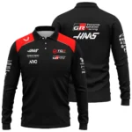 2026 Haas F1 Teamwear Long Polo Shirt BLVAHAAS9226A1LPL - Black
