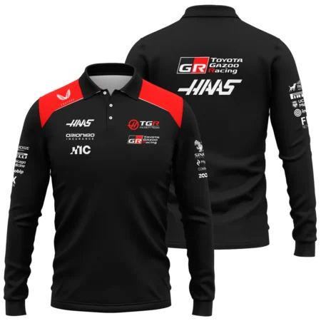2026 Haas F1 Teamwear Long Polo Shirt BLVAHAAS9226A1LPL - Black