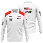 2026 Haas F1 Teamwear Long Polo Shirt BLVAHAAS9226A2LPL - White