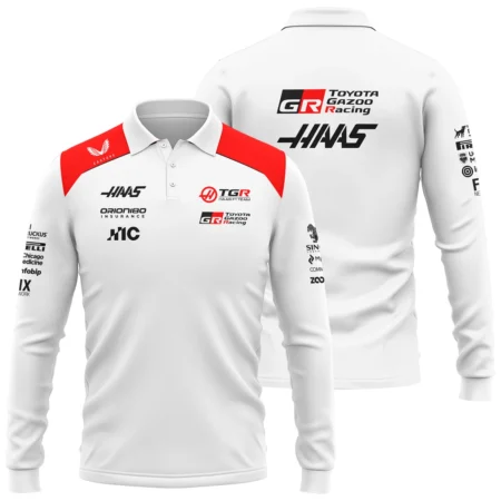 2026 Haas F1 Teamwear Long Polo Shirt BLVAHAAS9226A2LPL - White