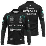 2026 Mercedes F1 Teamwear Long Polo Shirt BLVAMER1226A3LPL