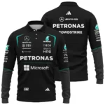 2026 Mercedes F1 Teamwear Long Polo Shirt BLVAMER1226A4LPL
