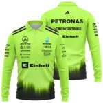 2026 Mercedes F1 Teamwear Long Polo Shirt BLVAMER1226A5LPL - Green