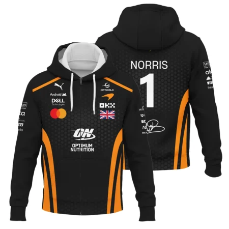 2026 Lando Norris McLaren F1 Teamwear Zipper Hoodie BLNR26226A1ZHD - Orange