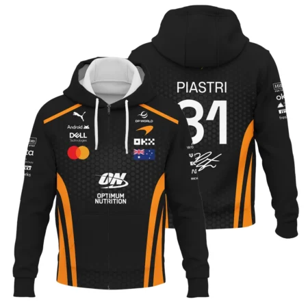 2026 Oscar Piastri McLaren F1 Teamwear Zipper Hoodie BLOP26226A1ZHD - Orange