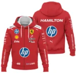 2026 Lewis Hamilton Ferrari F1 Teamwear Zipper Hoodie BLVAFRR2226A3ZHD