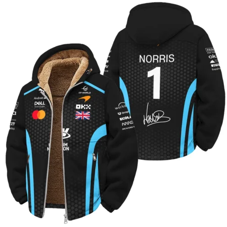 2026 Lando Norris McLaren F1 Teamwear Winter Fleece Jacket BLNR26226A3WFJ - Cyan