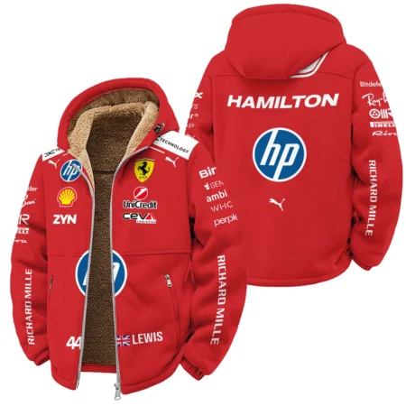 2026 Lewis Hamilton Ferrari F1 Teamwear Winter Fleece Jacket BLVAFRR2226A3WFJ