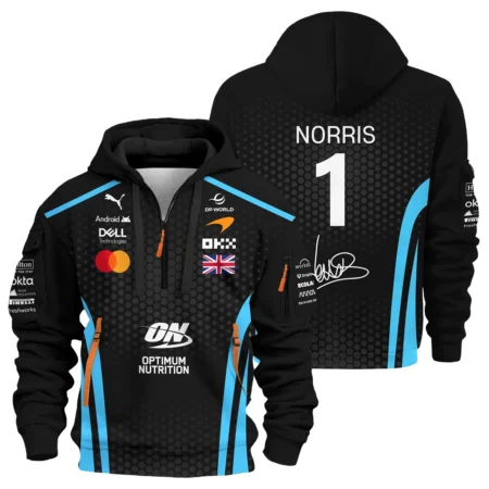 2026 Lando Norris McLaren F1 Teamwear Hoodie Half Zip BLNR26226A3HDF - Cyan
