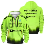 2026 Mercedes F1 Teamwear Hoodie Half Zip BLVAMER1226A5HDF - Green