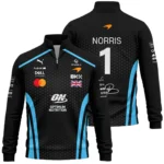 2026 Lando Norris McLaren F1 Teamwear Quarter Zip Sweatshirt BLNR26226A3QZS - Cyan