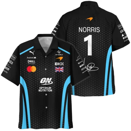 2026 Lando Norris McLaren F1 Teamwear Hawaiian Shirt BLNR26226A3HW - Cyan