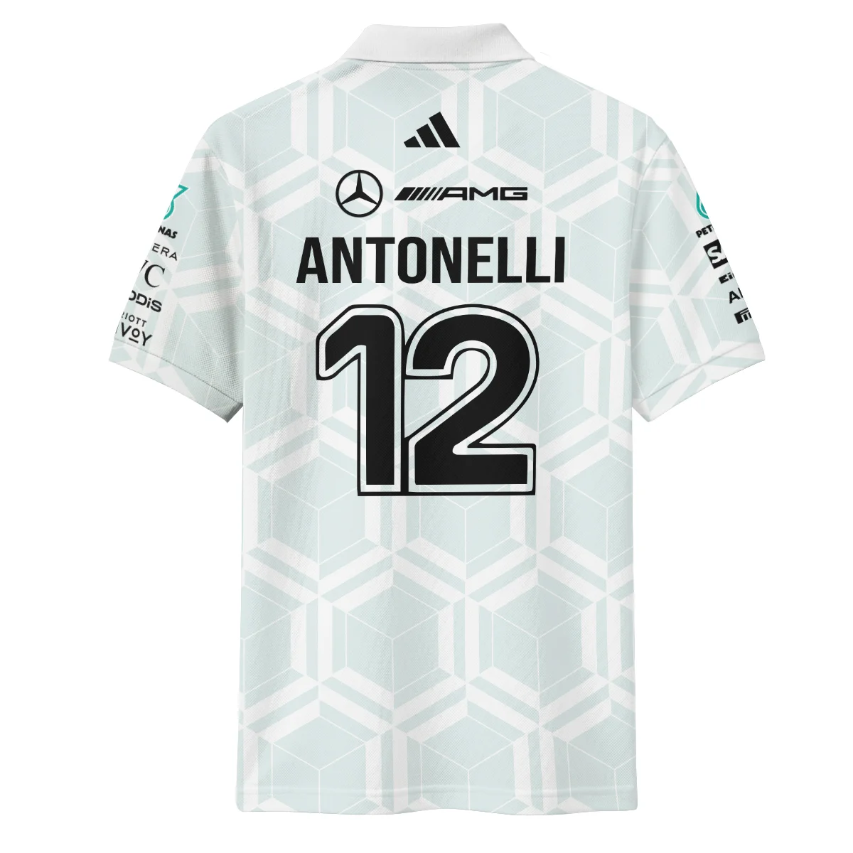 2026 Kimi Antonelli Mercedes F1 Teamwear Polo Shirt BLKA29326A2PL - White 2026 Kimi Antonelli Mercedes F1 Teamwear Polo Shirt BLKA29326A2PL - White