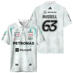 2026 George Russell Mercedes F1 Teamwear Polo Shirt BLGR30326A2PL - White