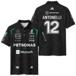 2026 Kimi Antonelli Mercedes F1 Teamwear Polo Shirt BLKA29326A1PL - Black