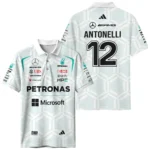 2026 Kimi Antonelli Mercedes F1 Teamwear Polo Shirt BLKA29326A2PL - White