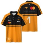 2026 Lando Norris 1 McLaren F1 Teamwear Polo Shirt BLNR25326A1PL - Orange