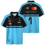2026 Lando Norris 1 McLaren F1 Teamwear Polo Shirt BLNR25326A3PL - Cyan