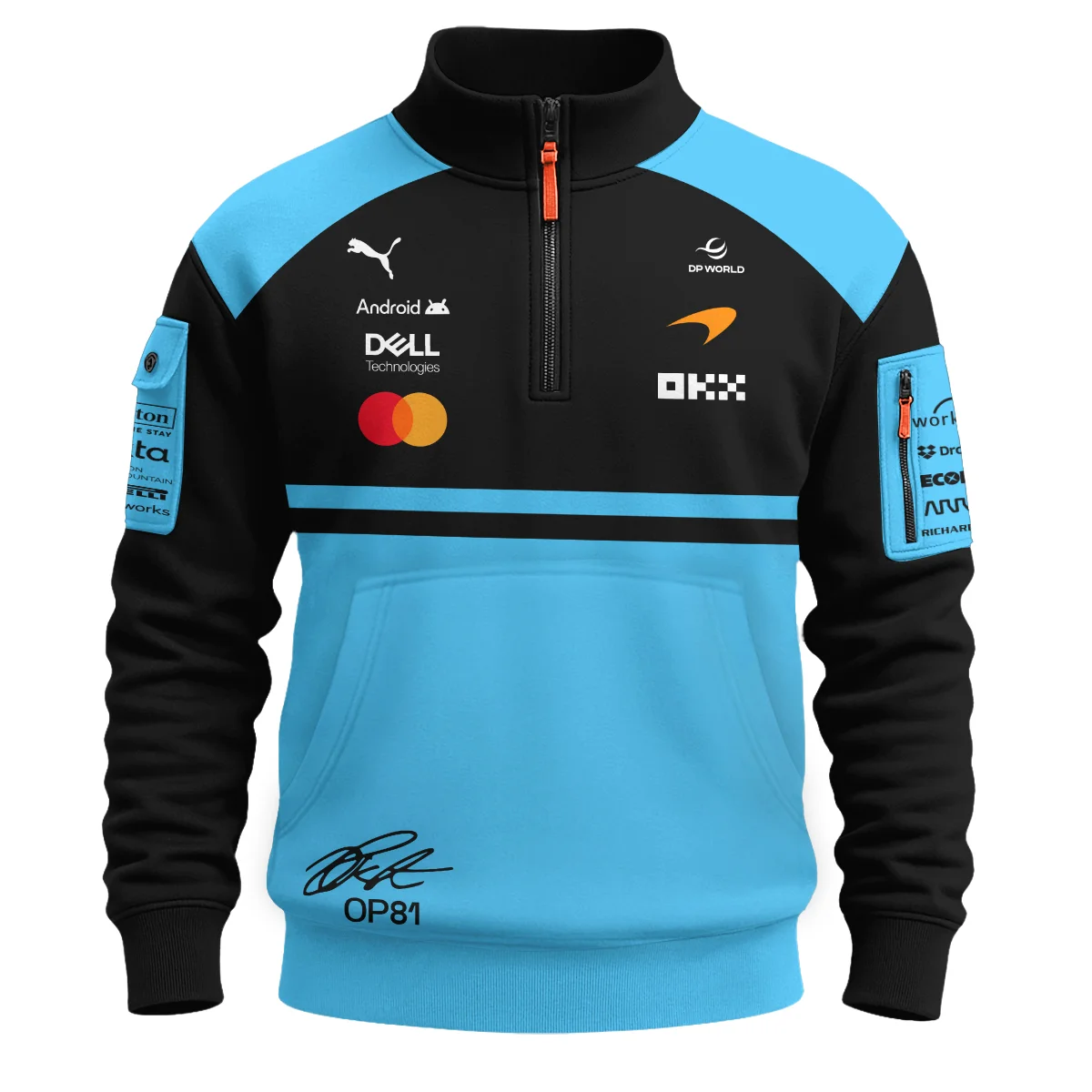 2026 Oscar Piastri 81 McLaren F1 Teamwear Sweatshirt Zipper BLOP25326A3SHZ - Cyan 2026 Oscar Piastri 81 McLaren F1 Teamwear Sweatshirt Zipper BLOP25326A3SHZ - Cyan