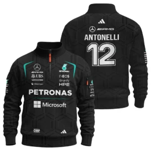 2026 Kimi Antonelli Mercedes F1 Teamwear Quarter Zip Sweatshirt BLKA29326A1QZS - Black