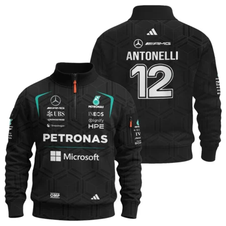 2026 Kimi Antonelli Mercedes F1 Teamwear Sweatshirt Zipper BLKA29326A1SHZ - Black
