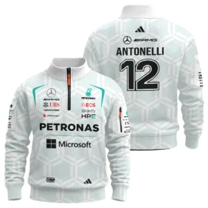 2026 Kimi Antonelli Mercedes F1 Teamwear Hoodie Half Zip BLKA29326A2HDF - White