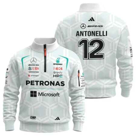 2026 Kimi Antonelli Mercedes F1 Teamwear Sweatshirt Zipper BLKA29326A2SHZ - White
