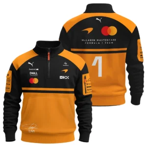 2026 Lando Norris 1 McLaren F1 Teamwear Hoodie Quilted Waffle BLNR25326A1HQW - Orange