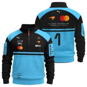2026 Lando Norris 1 McLaren F1 Teamwear Hoodie Half Zip BLNR25326A3HDF - Cyan