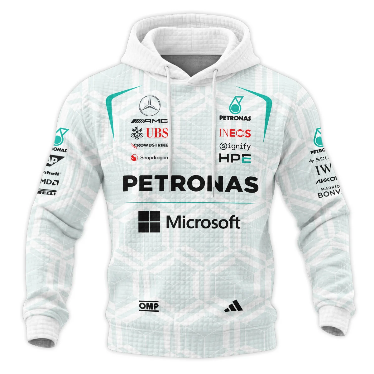 2026 Kimi Antonelli Mercedes F1 Teamwear Hoodie Quilted Waffle BLKA29326A2HQW - White 2026 Kimi Antonelli Mercedes F1 Teamwear Hoodie Quilted Waffle BLKA29326A2HQW - White