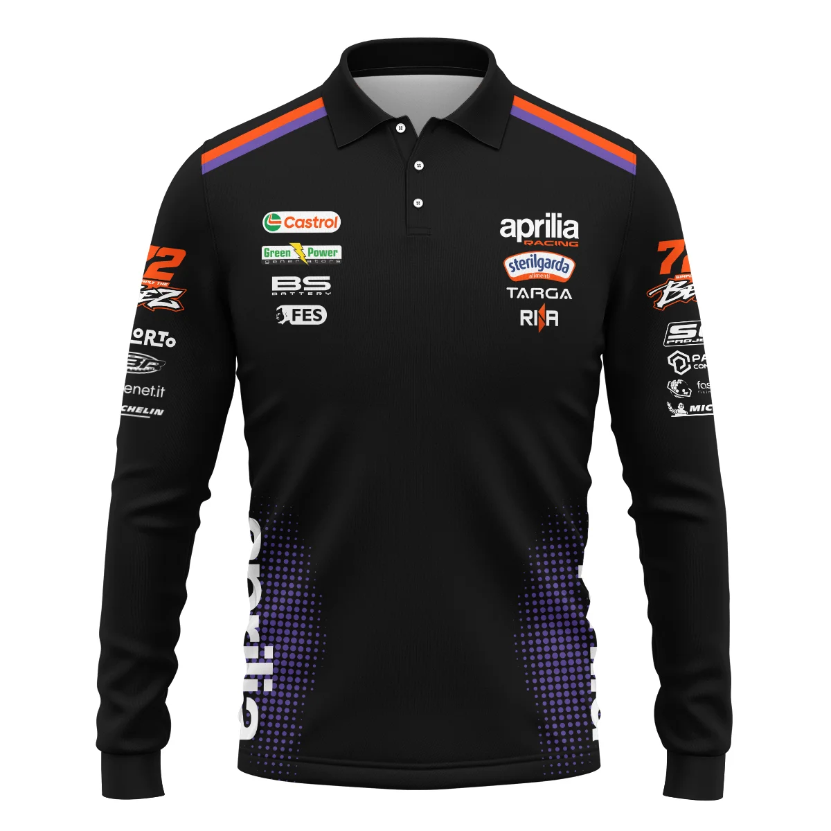 2026 Marco Bezzecchi Aprilia Racing Moto GP Teamwear Long Polo Shirt BLGP26326A1LPL 2026 Marco Bezzecchi Aprilia Racing Moto GP Teamwear Long Polo Shirt BLGP26326A1LPL