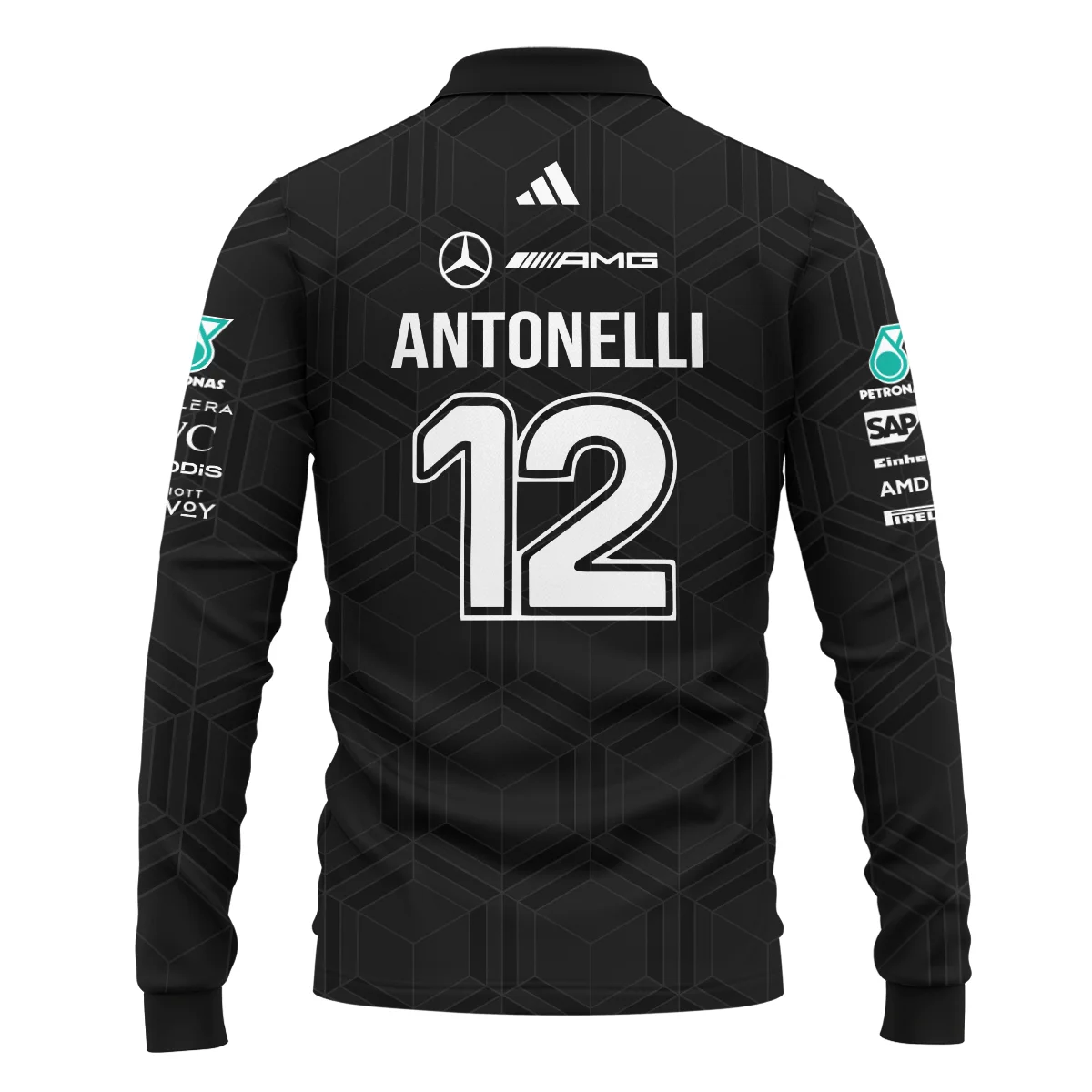 2026 Kimi Antonelli Mercedes F1 Teamwear Long Polo Shirt BLKA29326A1LPL - Black 2026 Kimi Antonelli Mercedes F1 Teamwear Long Polo Shirt BLKA29326A1LPL - Black