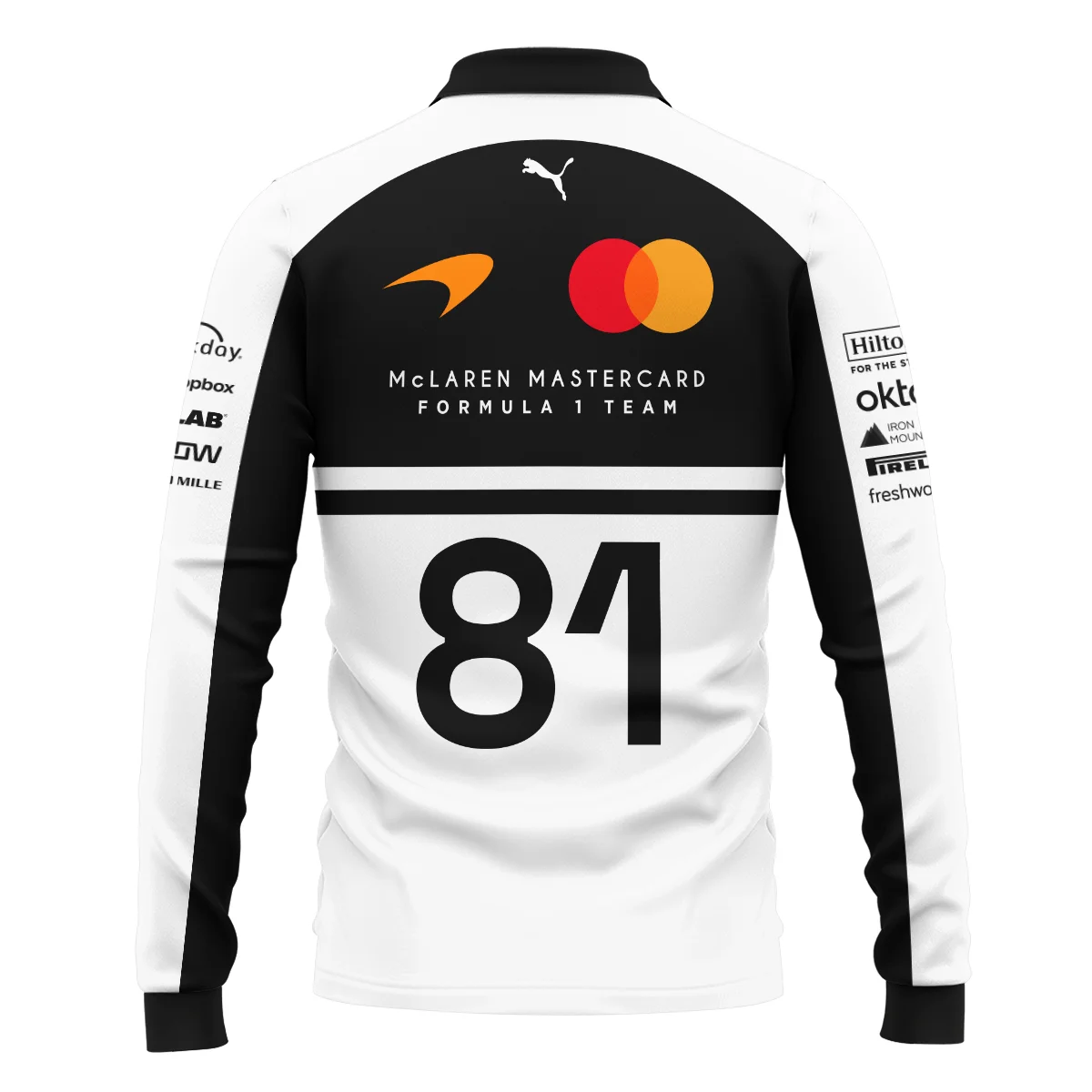 2026 Oscar Piastri 81 McLaren F1 Teamwear Long Polo Shirt BLOP25326A2LPL - White 2026 Oscar Piastri 81 McLaren F1 Teamwear Long Polo Shirt BLOP25326A2LPL - White