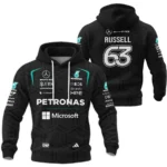 2026 George Russell Mercedes F1 Teamwear Hoodie Quilted Waffle BLGR30326A1HQW - Black