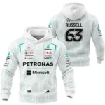 2026 George Russell Mercedes F1 Teamwear Hoodie Quilted Waffle BLGR30326A2HQW - White