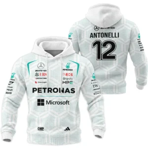 2026 Kimi Antonelli Mercedes F1 Teamwear Winter Fleece Jacket BLKA29326A2WFJ - White