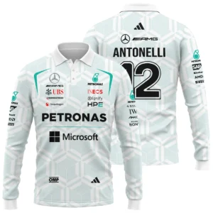 2026 Kimi Antonelli Mercedes F1 Teamwear Zipper Hoodie BLKA29326A2ZHD - White