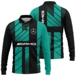 Mercedes F1 Teamwear Long Polo Shirt BLVA5326A2MERLPL