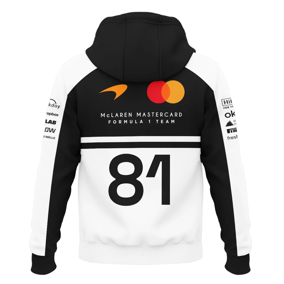 2026 Oscar Piastri 81 McLaren F1 Teamwear Zipper Hoodie BLOP25326A2ZHD - White 2026 Oscar Piastri 81 McLaren F1 Teamwear Zipper Hoodie BLOP25326A2ZHD - White