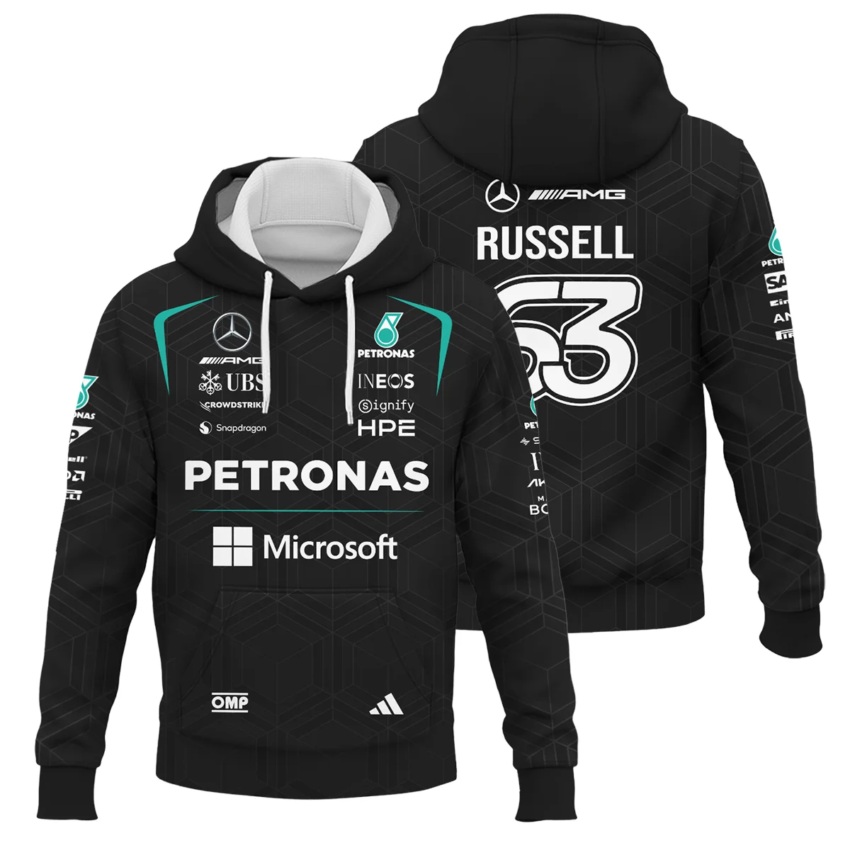 2026 George Russell Mercedes F1 Teamwear Hoodie BLGR30326A1HD - Black 2026 George Russell Mercedes F1 Teamwear Hoodie BLGR30326A1HD - Black