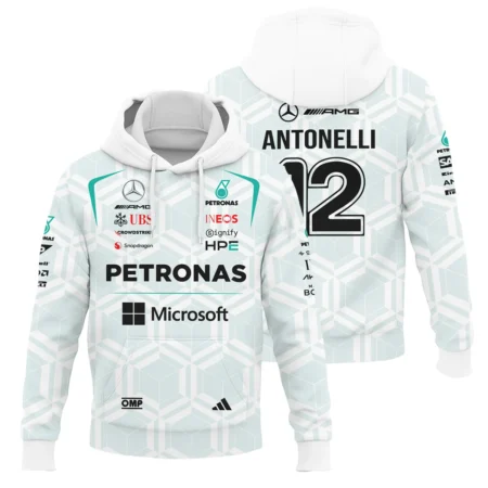2026 Kimi Antonelli Mercedes F1 Teamwear Hoodie BLKA29326A2HD - White