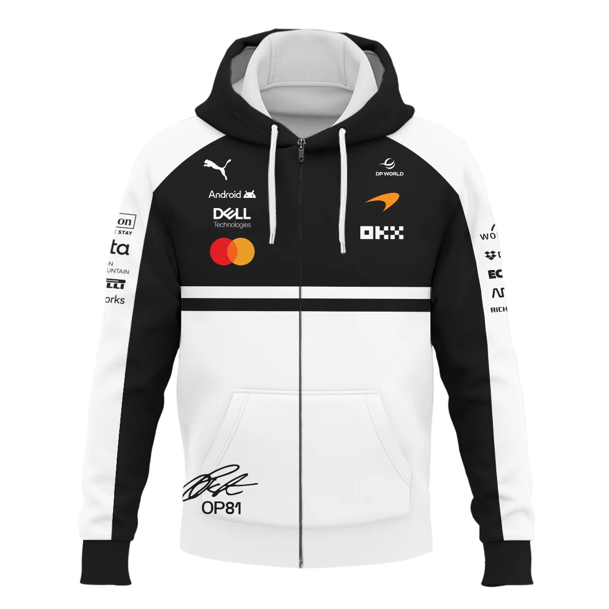 2026 Oscar Piastri 81 McLaren F1 Teamwear Zipper Hoodie BLOP25326A2ZHD - White 2026 Oscar Piastri 81 McLaren F1 Teamwear Zipper Hoodie BLOP25326A2ZHD - White
