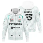 2026 George Russell Mercedes F1 Teamwear Zipper Hoodie BLGR30326A2ZHD - White