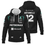 2026 Kimi Antonelli Mercedes F1 Teamwear Zipper Hoodie BLKA29326A1ZHD - Black