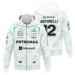 2026 Kimi Antonelli Mercedes F1 Teamwear Zipper Hoodie BLKA29326A2ZHD - White